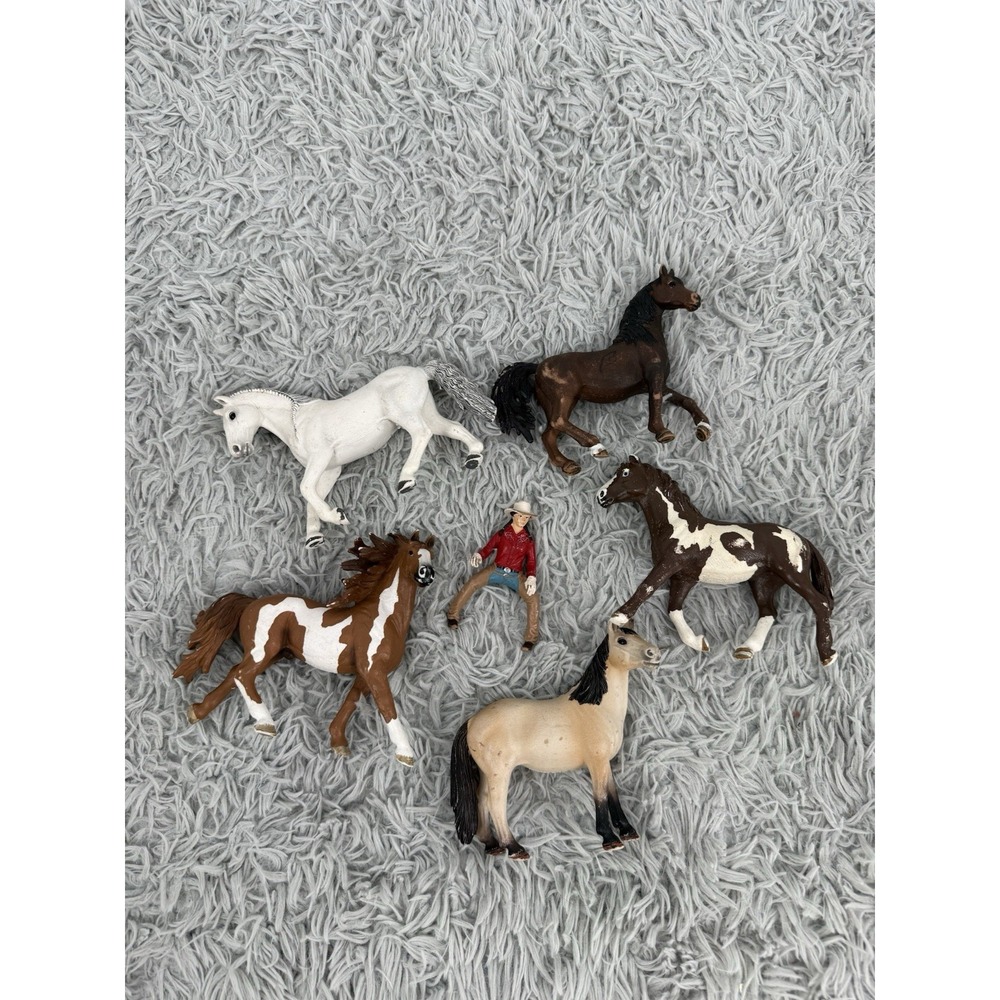 Schleich Horse Lot 5 Horses Cowgirl Rider Lipizzaner Pinto Tennessee Retired